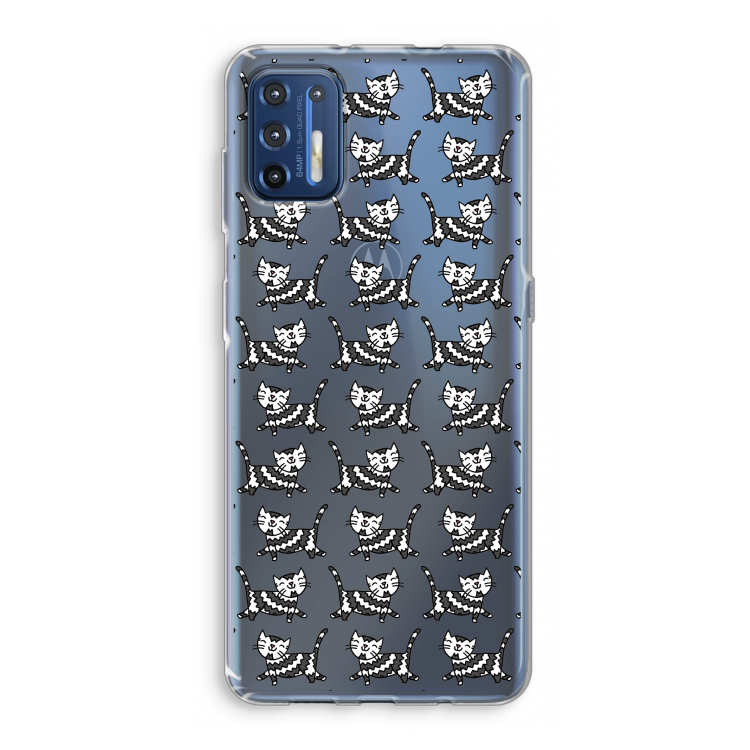Zwarte poes: Motorola Moto G9 Plus Transparant Hoesje