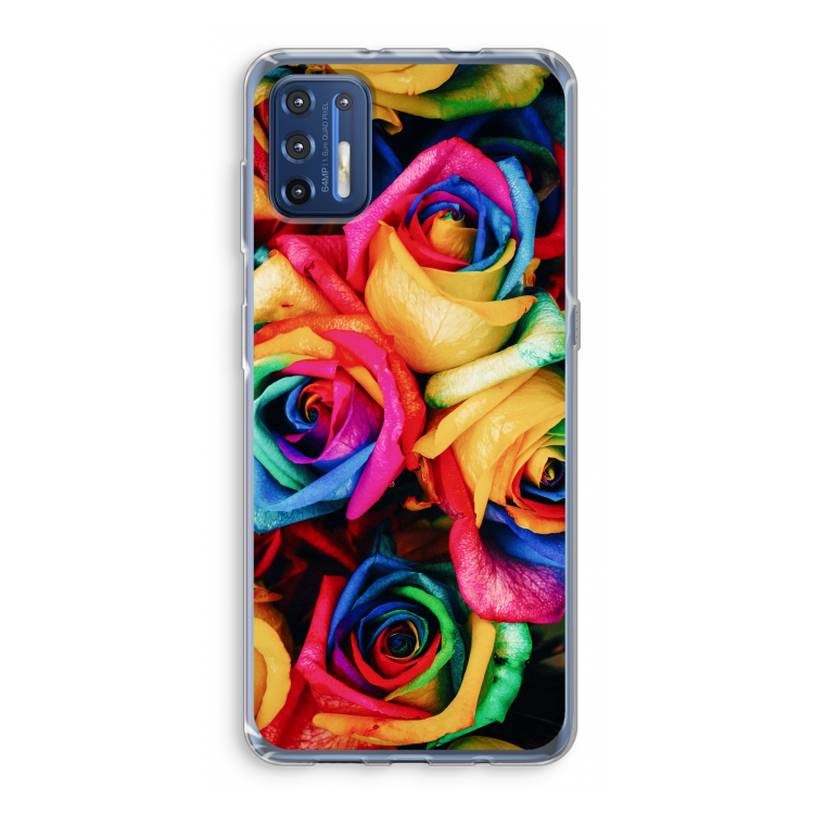 Neon bloemen: Motorola Moto G9 Plus Transparant Hoesje
