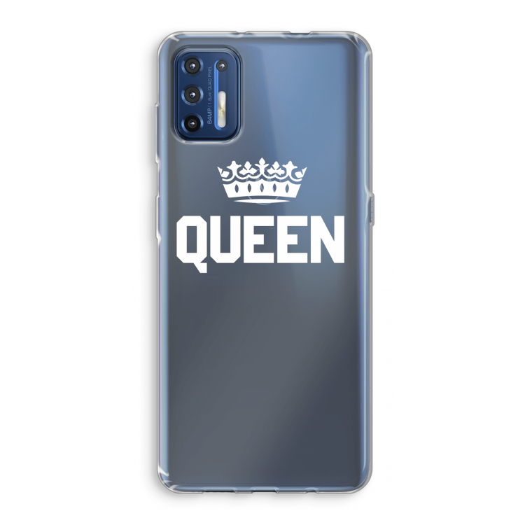 Queen zwart: Motorola Moto G9 Plus Transparant Hoesje