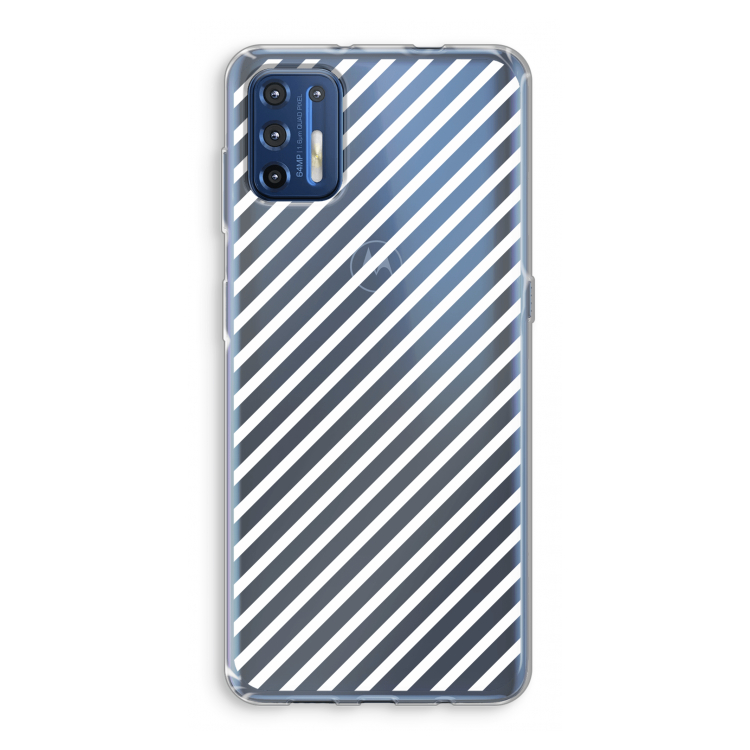 Strepen zwart-wit: Motorola Moto G9 Plus Transparant Hoesje