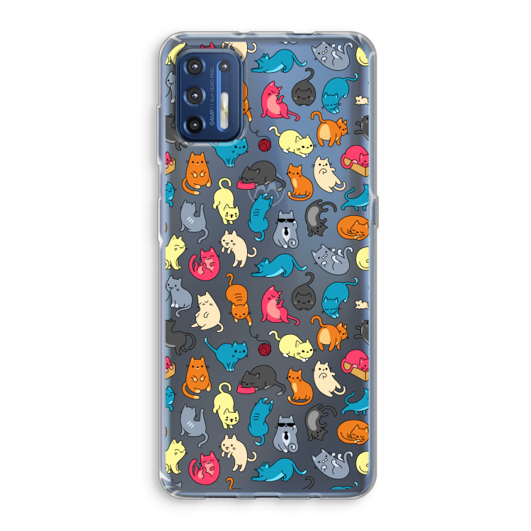 Kleurrijke katten: Motorola Moto G9 Plus Transparant Hoesje