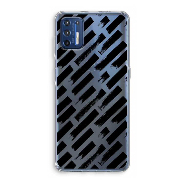 Zwarte vegen: Motorola Moto G9 Plus Transparant Hoesje