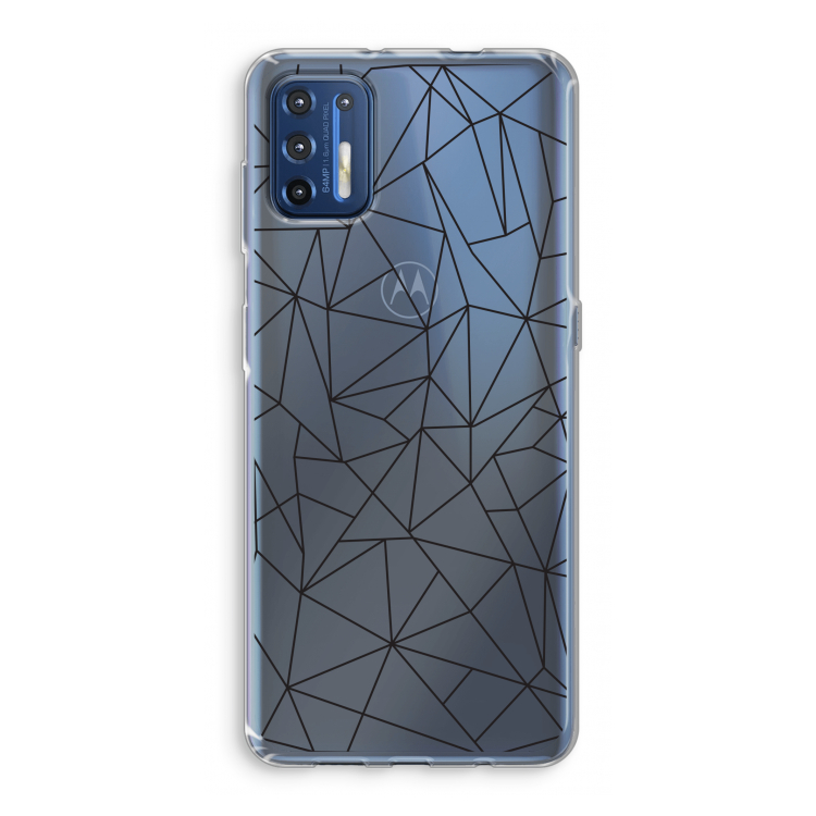 Geometrische lijnen zwart: Motorola Moto G9 Plus Transparant Hoesje