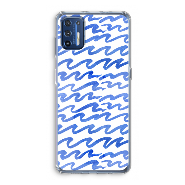 Blauwe golven: Motorola Moto G9 Plus Transparant Hoesje