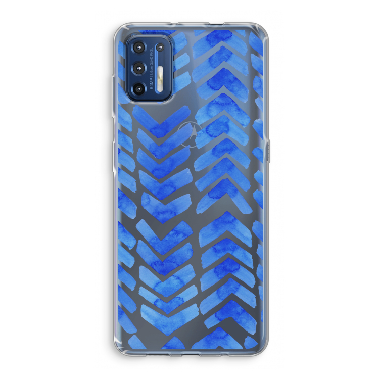 Blauwe pijlen: Motorola Moto G9 Plus Transparant Hoesje