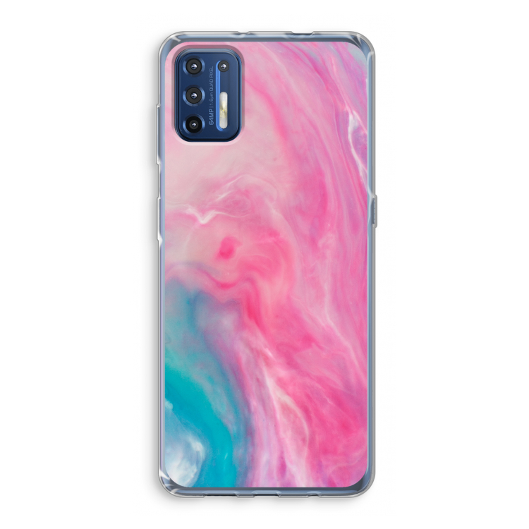 Roze explosie: Motorola Moto G9 Plus Transparant Hoesje