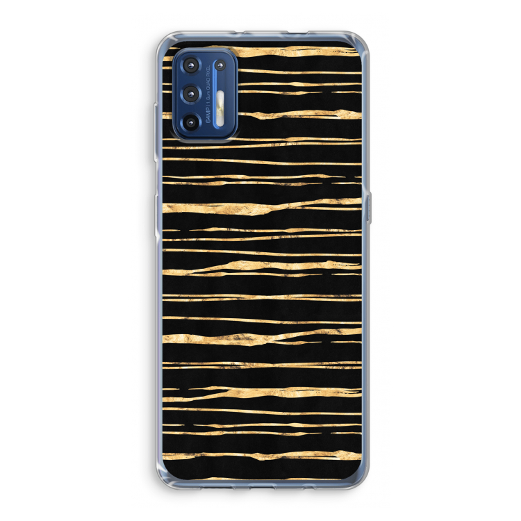 Gouden strepen: Motorola Moto G9 Plus Transparant Hoesje