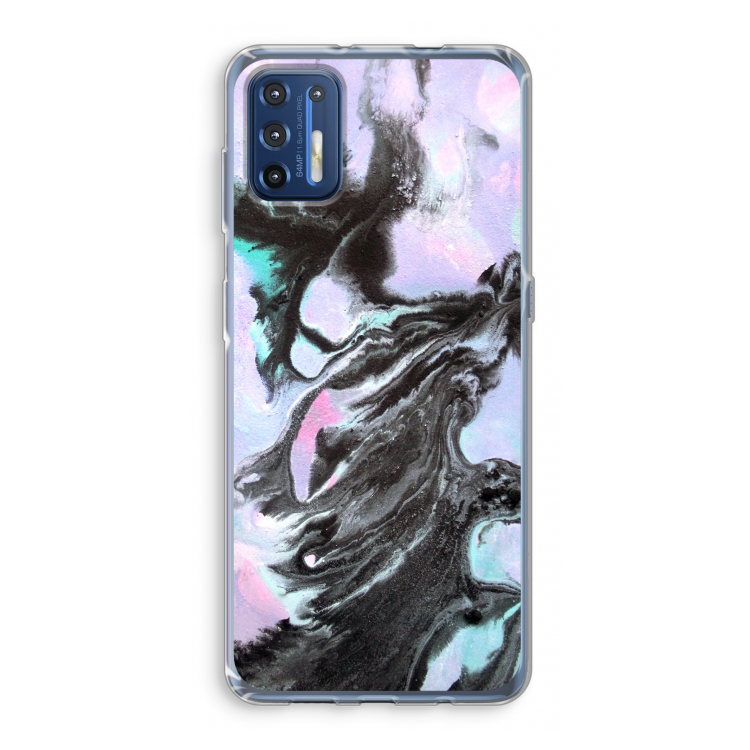 Pastel zwart: Motorola Moto G9 Plus Transparant Hoesje