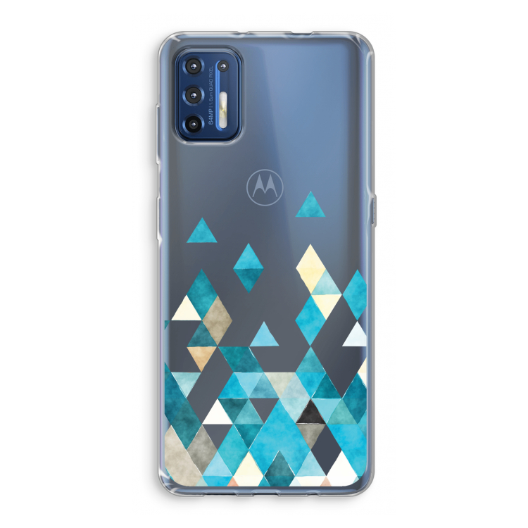 Gekleurde driehoekjes blauw: Motorola Moto G9 Plus Transparant Hoesje