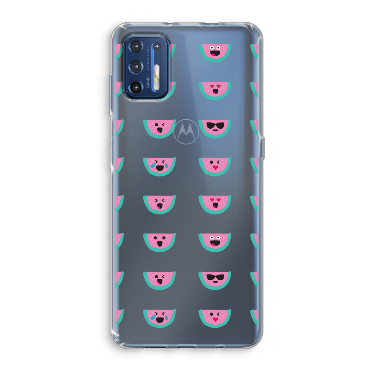 Smiley watermeloenprint: Motorola Moto G9 Plus Transparant Hoesje