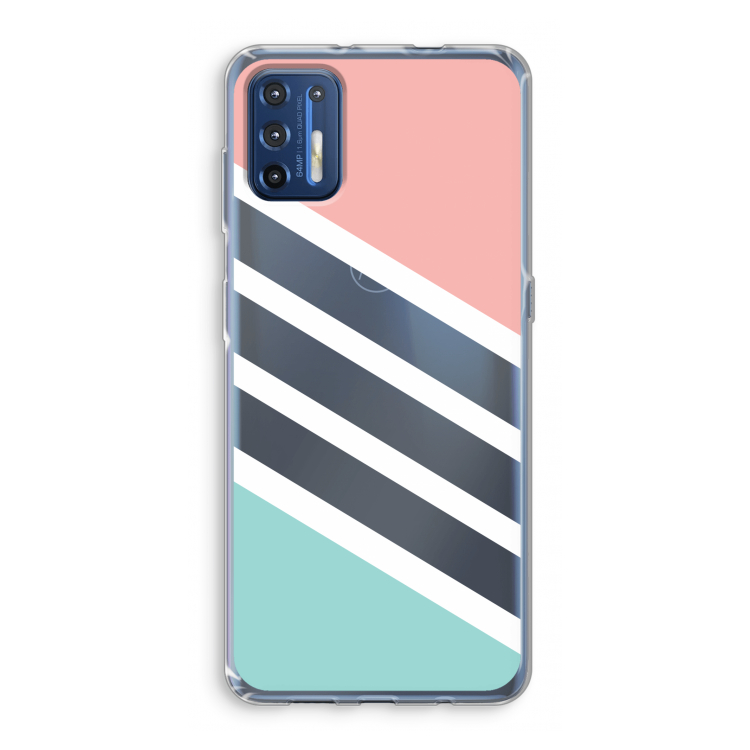 Strepen pastel: Motorola Moto G9 Plus Transparant Hoesje