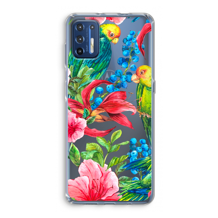 Papegaaien: Motorola Moto G9 Plus Transparant Hoesje