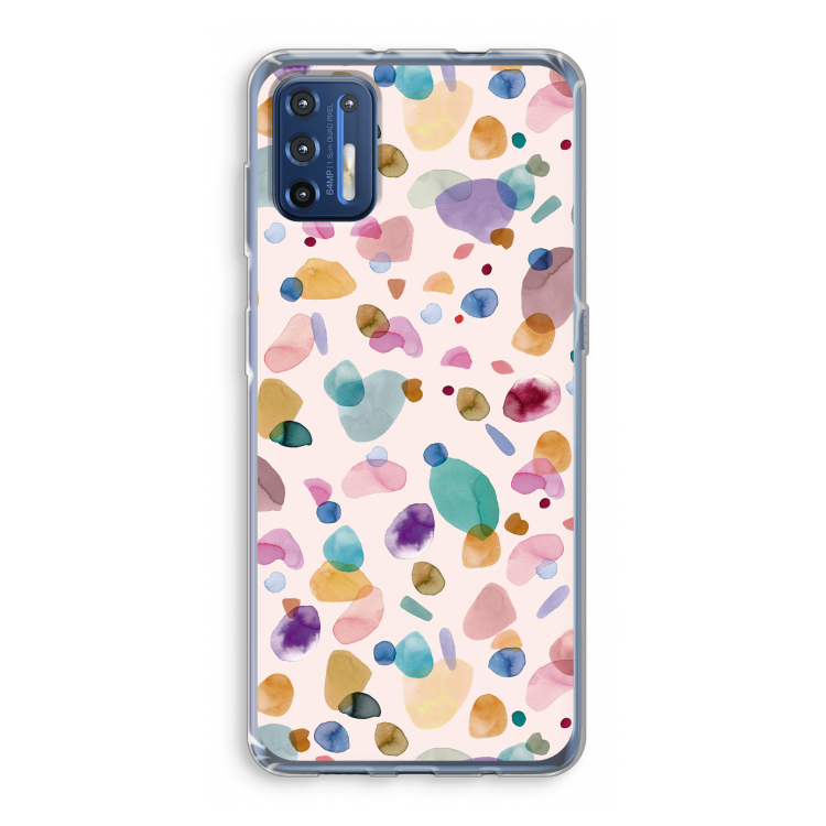 Terrazzo Memphis Pink: Motorola Moto G9 Plus Transparant Hoesje