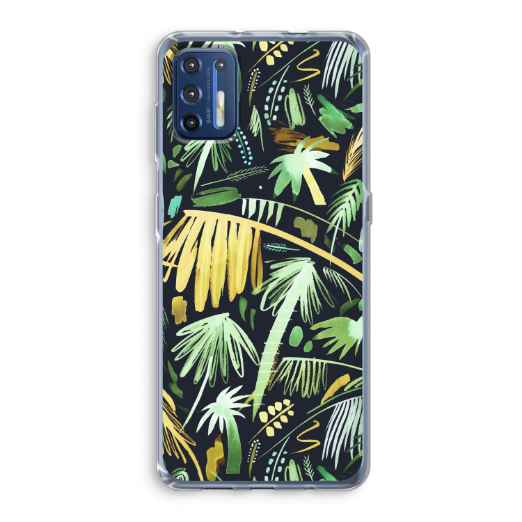 Tropical Palms Dark: Motorola Moto G9 Plus Transparant Hoesje