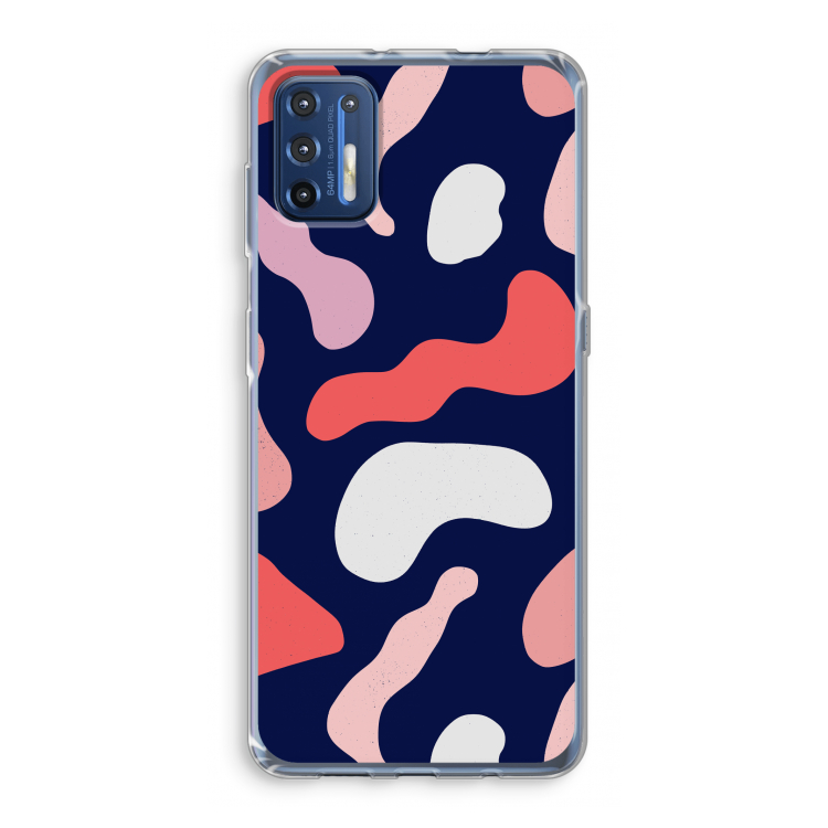 Memphis Shapes Pink: Motorola Moto G9 Plus Transparant Hoesje