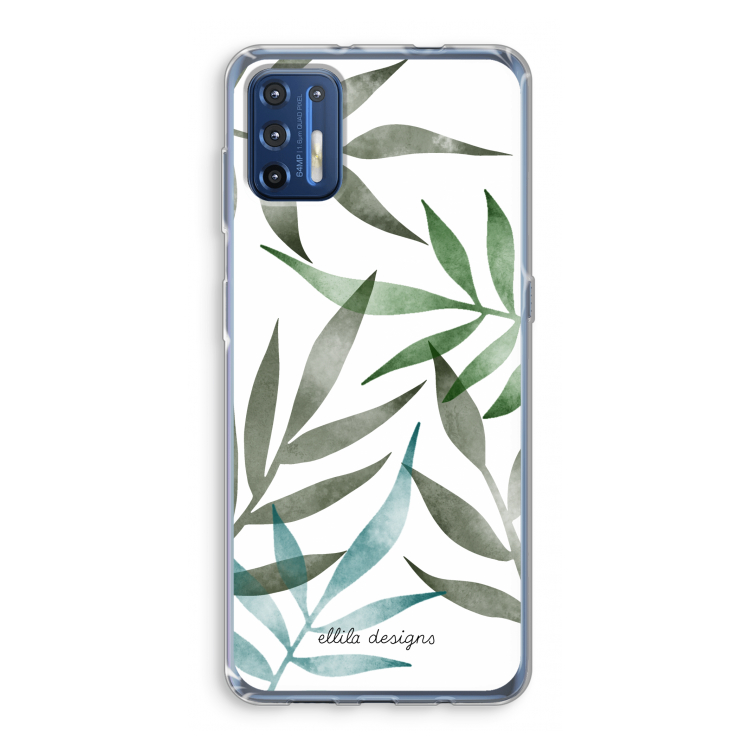 Tropical watercolor leaves: Motorola Moto G9 Plus Transparant Hoesje