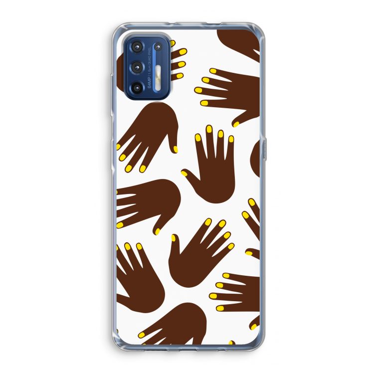 Hands dark: Motorola Moto G9 Plus Transparant Hoesje