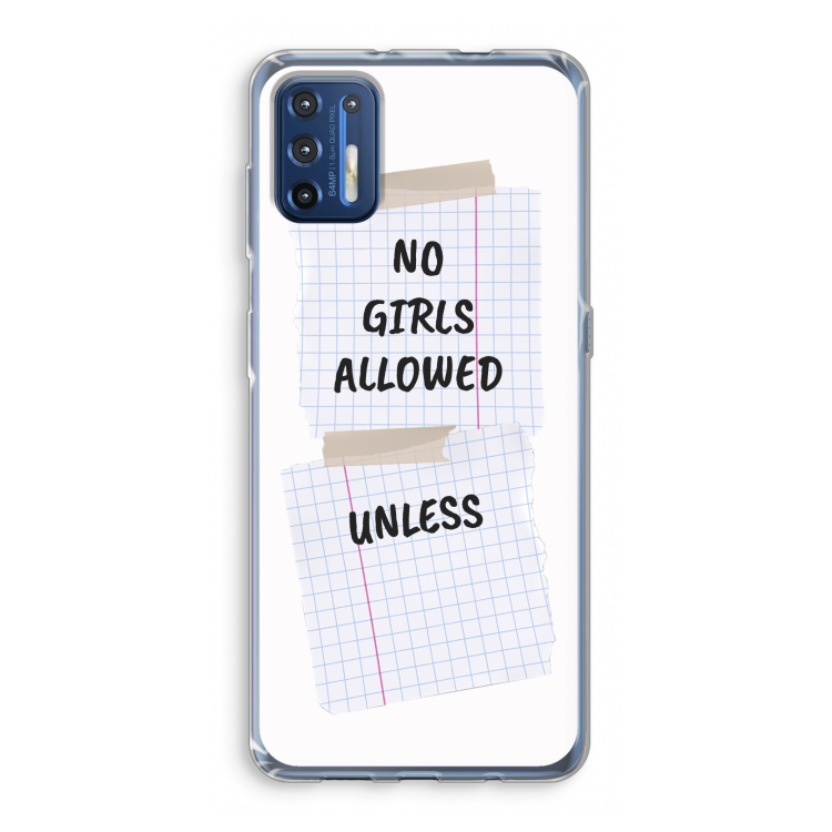 No Girls Allowed Unless: Motorola Moto G9 Plus Transparant Hoesje