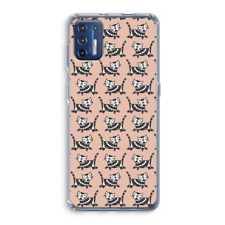 Zwarte poes: Motorola Moto G9 Plus Transparant Hoesje