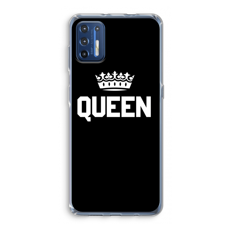 Queen zwart: Motorola Moto G9 Plus Transparant Hoesje