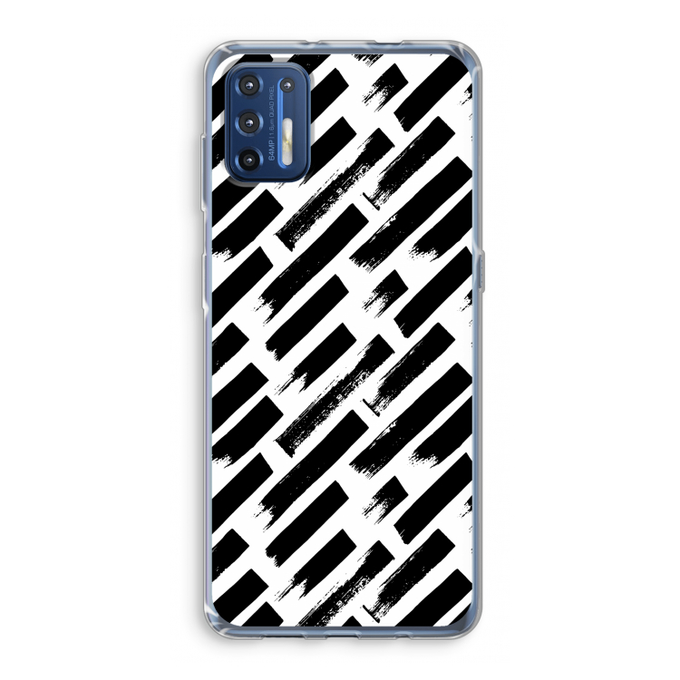 Zwarte vegen: Motorola Moto G9 Plus Transparant Hoesje