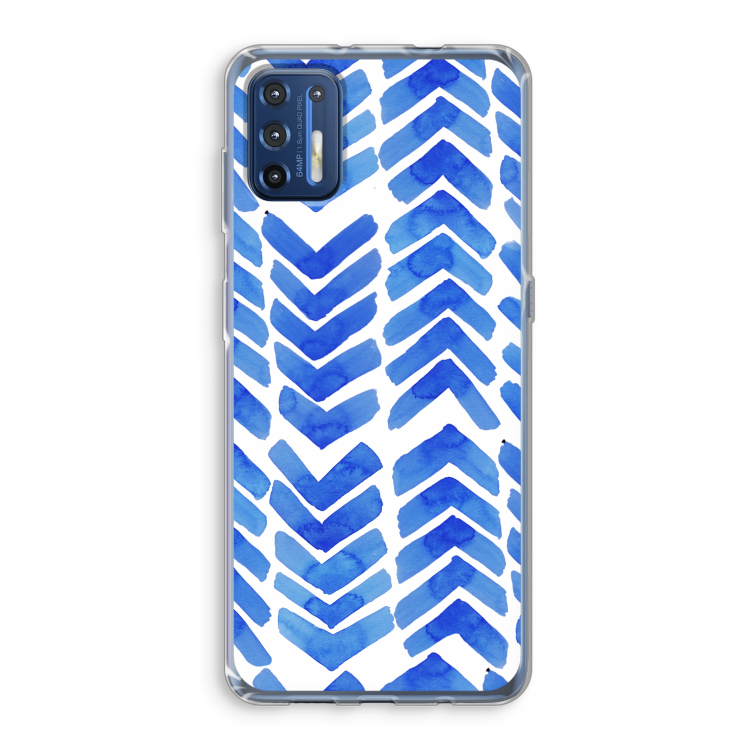 Blauwe pijlen: Motorola Moto G9 Plus Transparant Hoesje
