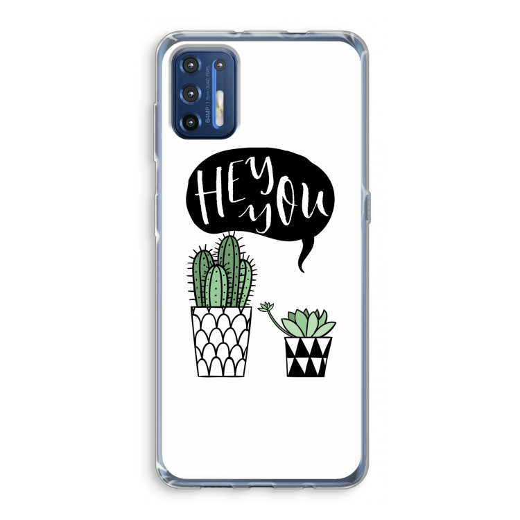 Hey you cactus: Motorola Moto G9 Plus Transparant Hoesje