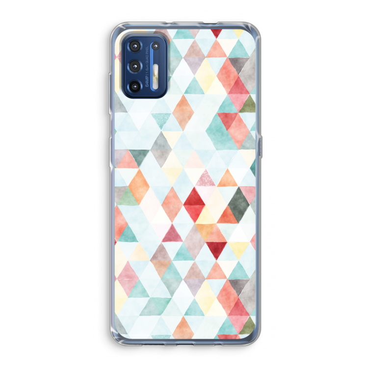 Gekleurde driehoekjes pastel: Motorola Moto G9 Plus Transparant Hoesje