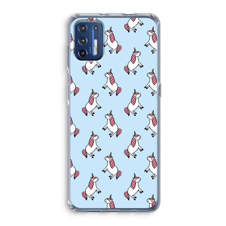 Eenhoorns overal: Motorola Moto G9 Plus Transparant Hoesje