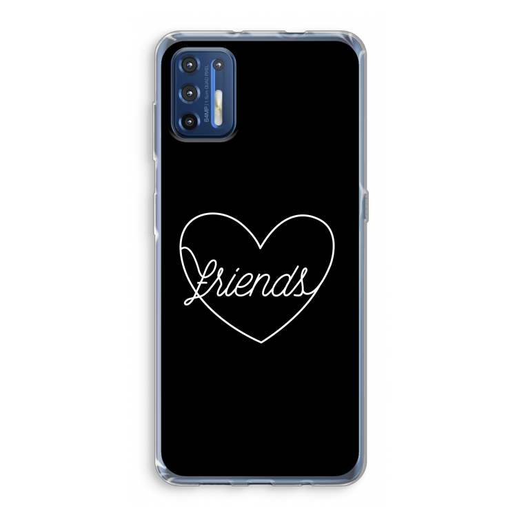 Friends heart black: Motorola Moto G9 Plus Transparant Hoesje