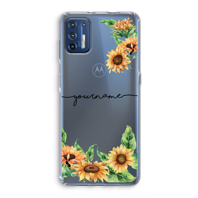 Zonnebloemen: Motorola Moto G9 Plus Transparant Hoesje