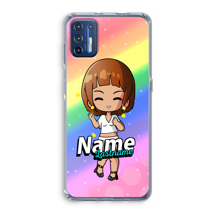 Chibi Maker vrouw: Motorola Moto G9 Plus Transparant Hoesje