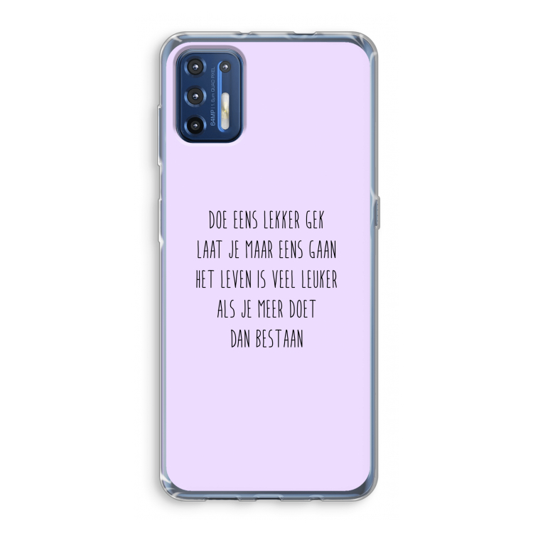 Gek: Motorola Moto G9 Plus Transparant Hoesje
