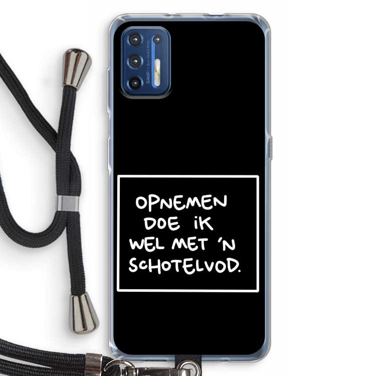 Schotelvod: Motorola Moto G9 Plus Transparant Hoesje met koord