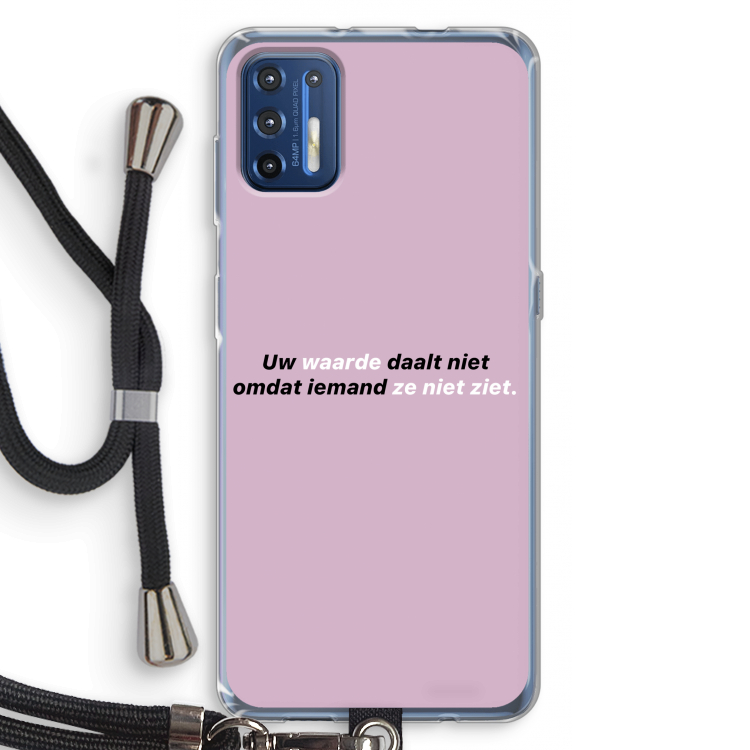 uw waarde daalt niet: Motorola Moto G9 Plus Transparant Hoesje met koord