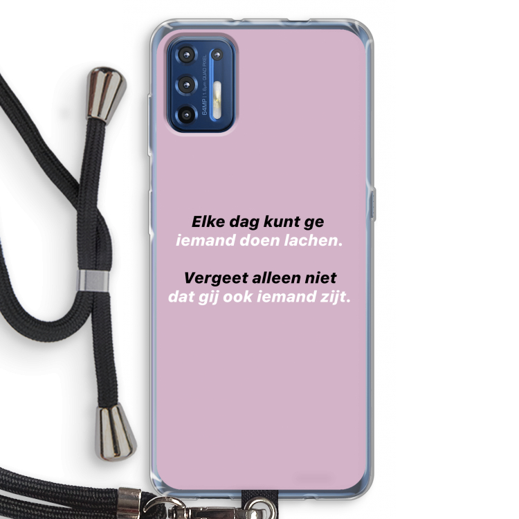 gij zijt ook iemand: Motorola Moto G9 Plus Transparant Hoesje met koord