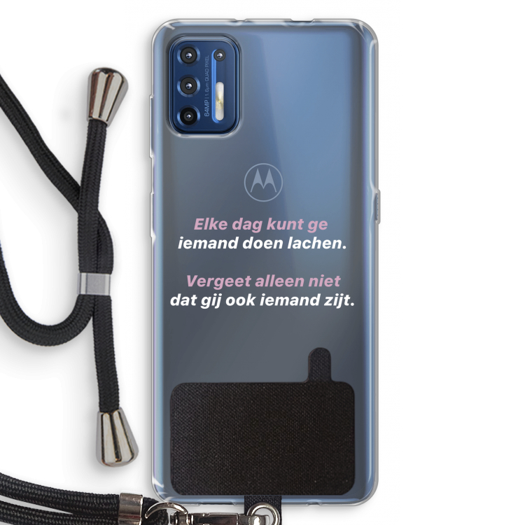 gij zijt ook iemand: Motorola Moto G9 Plus Transparant Hoesje met koord