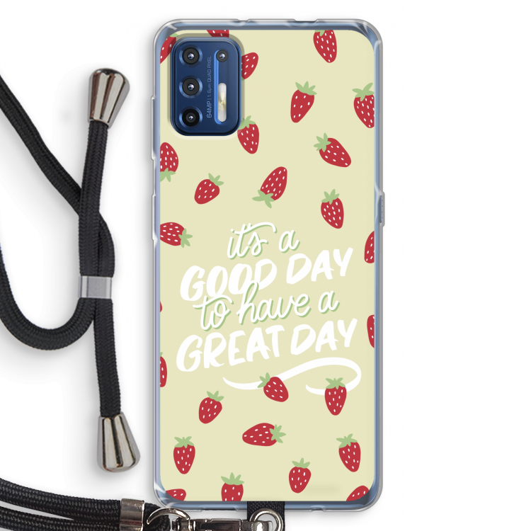 Don't forget to have a great day: Motorola Moto G9 Plus Transparant Hoesje met koord
