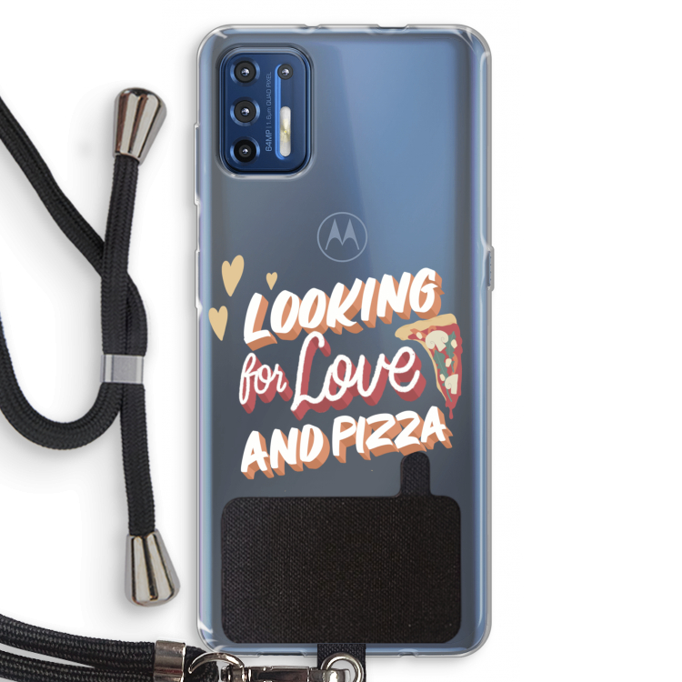 Pizza is the answer: Motorola Moto G9 Plus Transparant Hoesje met koord