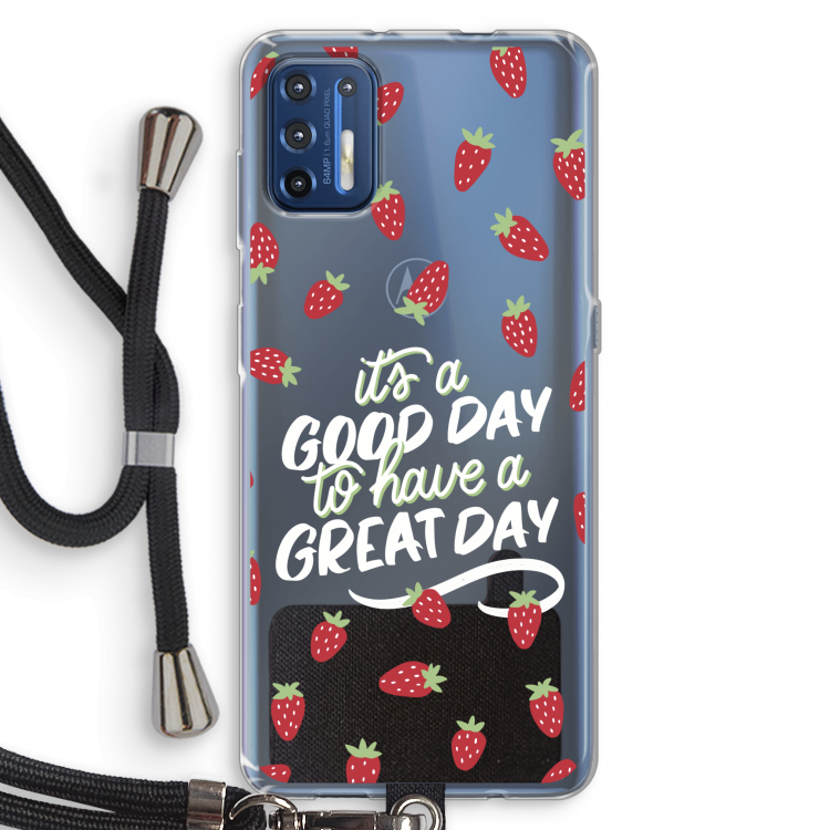Don't forget to have a great day: Motorola Moto G9 Plus Transparant Hoesje met koord