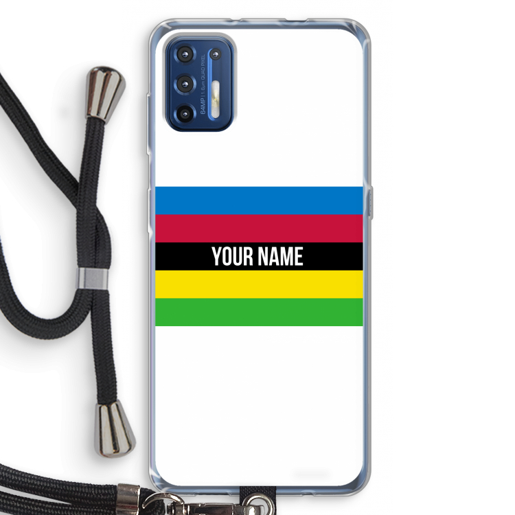WK Wielrennen: Motorola Moto G9 Plus Transparant Hoesje met koord