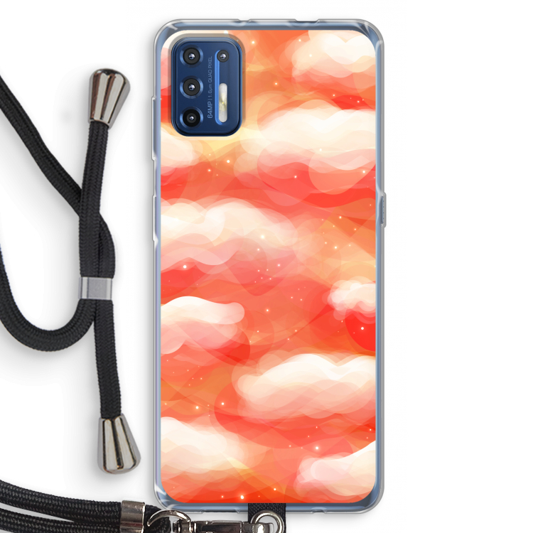 Lichte Wolken: Motorola Moto G9 Plus Transparant Hoesje met koord