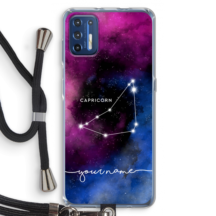 Sterrenbeeld - Donker: Motorola Moto G9 Plus Transparant Hoesje met koord