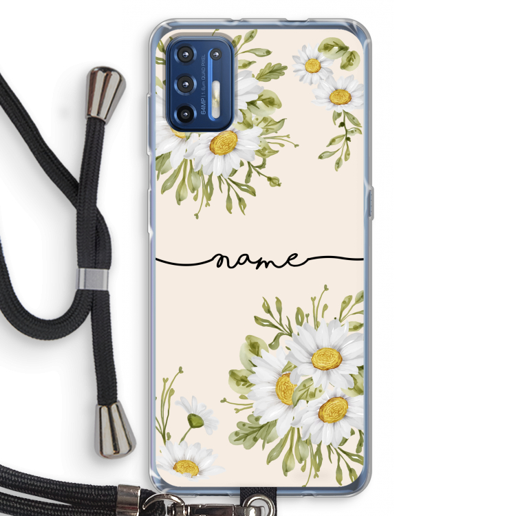 Daisies: Motorola Moto G9 Plus Transparant Hoesje met koord