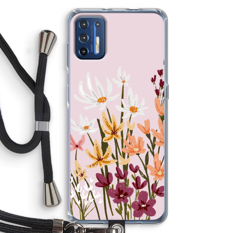 Painted wildflowers: Motorola Moto G9 Plus Transparant Hoesje met koord