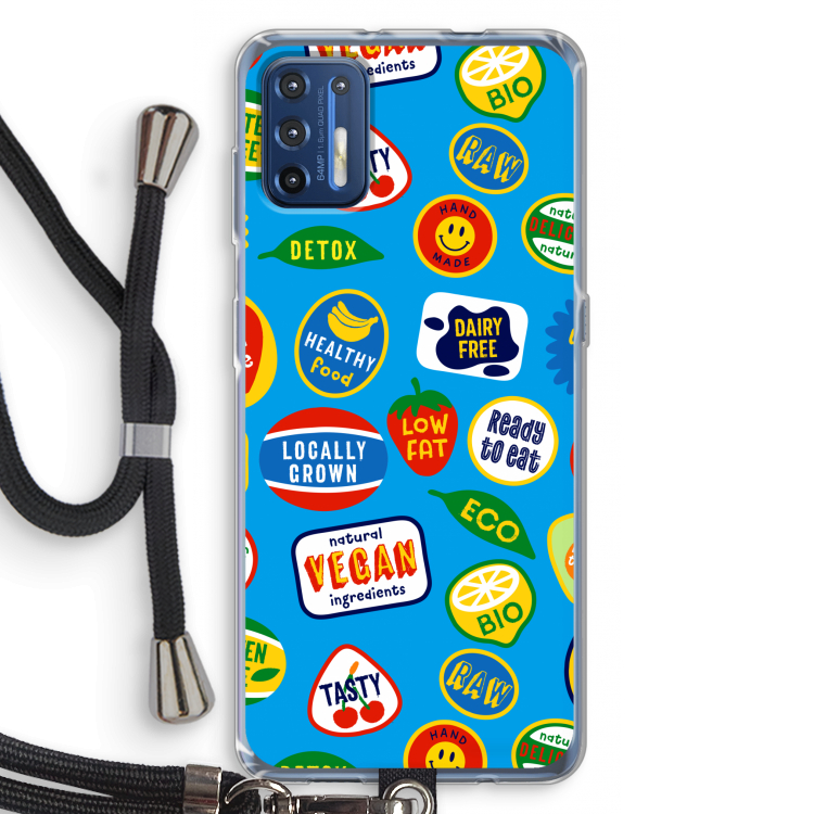 Fruitsticker: Motorola Moto G9 Plus Transparant Hoesje met koord