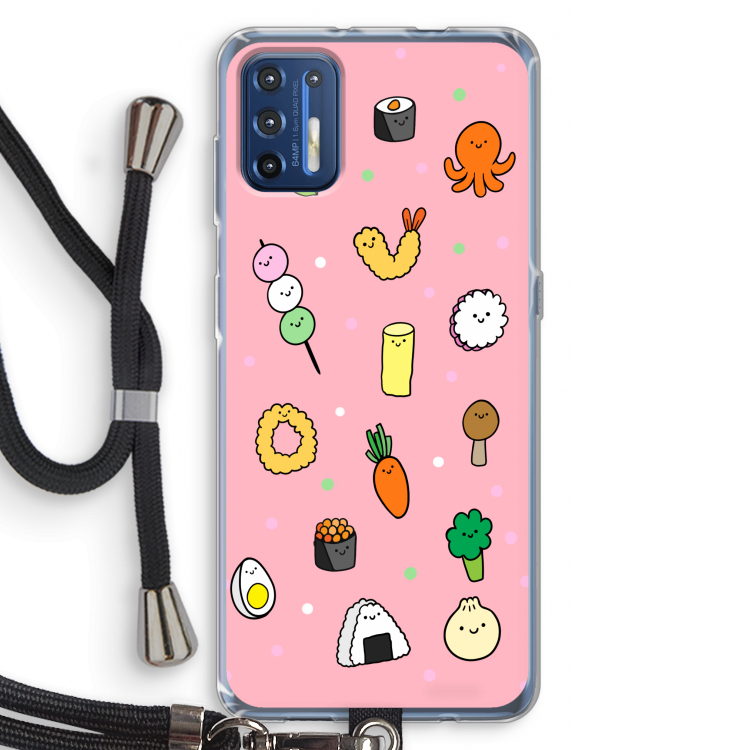 Happy bento friends: Motorola Moto G9 Plus Transparant Hoesje met koord