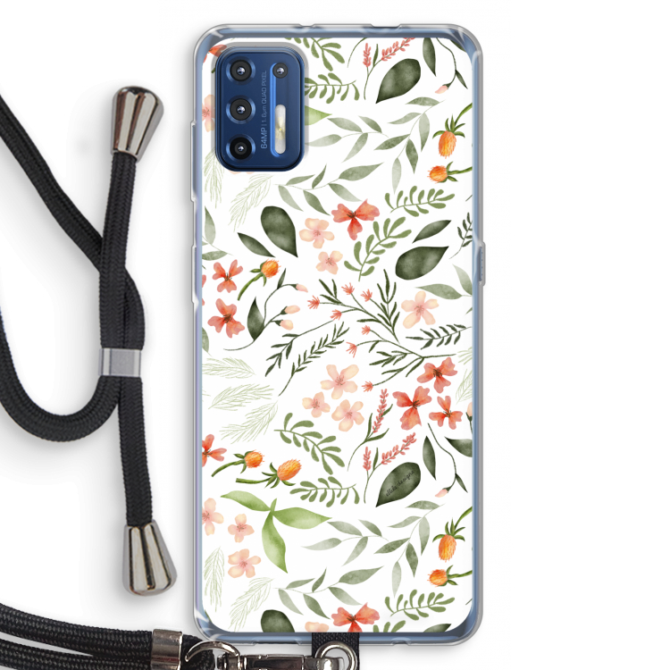Sweet little flowers: Motorola Moto G9 Plus Transparant Hoesje met koord