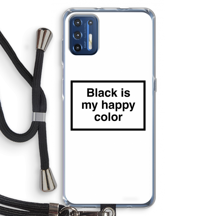 Black is my happy color: Motorola Moto G9 Plus Transparant Hoesje met koord