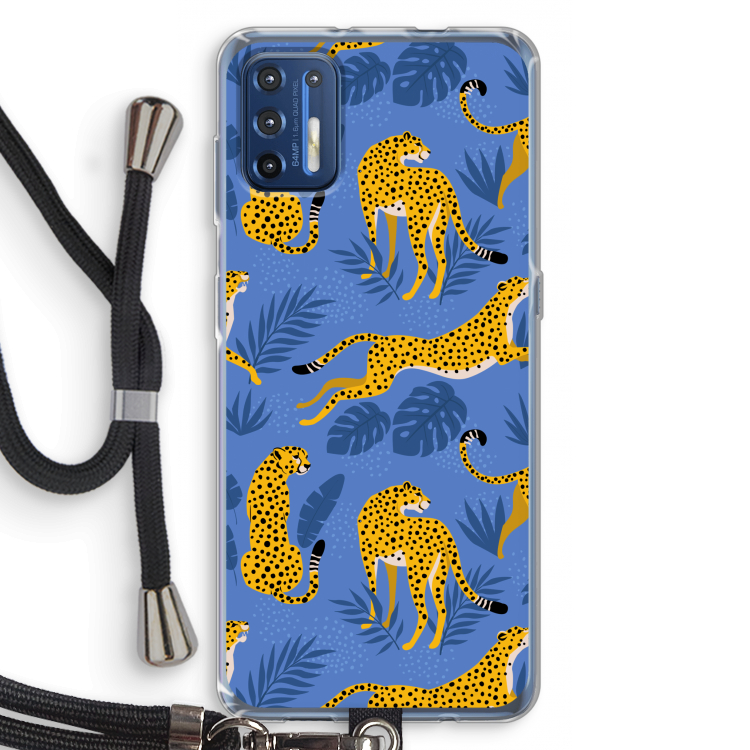 Luipaard: Motorola Moto G9 Plus Transparant Hoesje met koord